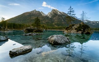 Картинка Альпы, горы, гора, природа, пейзаж, озеро, пруд, вода