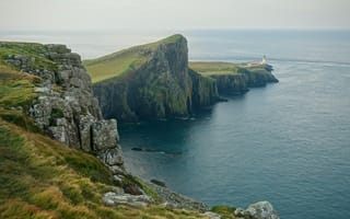 Картинка океан, море, вода, природа, Скай, Шотландия, берег, побережье, скала