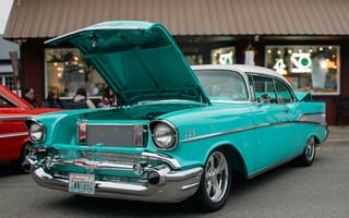 Картинка Chevrolet, Шевроле, Chevrolet Bel Air, Bel Air, 1957, машина, ретро, классика, ретро автомобили, машины, тачки, авто, автомобиль, транспорт, голубой, бирюзовый