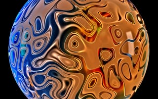 Картинка шар, круглый, объем, 3д, 3d, фигура, абстрактные, абстракция, геометрический, фигуры, рендеринг, дизайн, глянцевый, свечение, золото, золотой