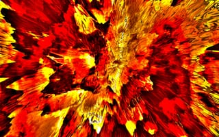 Картинка абстрактные, абстракция, рендеринг, дизайн, взрыв, яркий, оранжевый