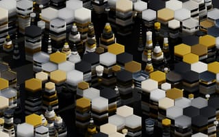 Картинка абстрактные, абстракция, фигура, геометрический, фигуры, 3д, 3d, рендеринг, дизайн, соты, шестиугольник, шестиугольники, шестигранник, шестигранники, ячейка, паттерн