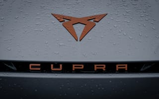 Картинка Cupra, машины, машина, тачки, авто, автомобиль, транспорт, эмблема, лого, роса, капля, дождь, серый, влага, мокрый