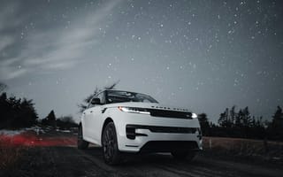 Картинка Range Rover, Рендж Ровер, машины, машина, тачки, авто, автомобиль, транспорт, кроссовер, ночь, звезды, звезда, белый