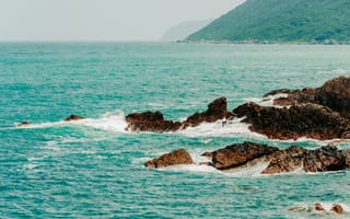Картинка океан, море, вода, природа, голубой, бирюзовый, берег, побережье, скала