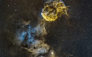 Картинка туманность, космос, IC 443, звезды, звезда