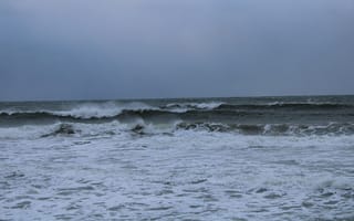 Картинка океан, море, вода, природа, брызги, всплеск, волна, вечер