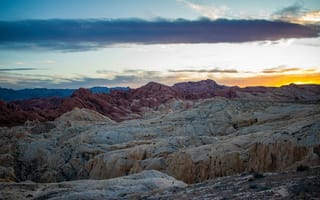 Картинка горы, гора, природа, Вэлли оф Файер, Невада, США, скала, облака, туча, облако, тучи, небо, вечер, закат, заход