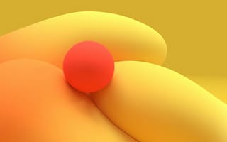 Картинка шар, круглый, объем, 3д, 3d, фигура, абстрактные, абстракция, геометрический, фигуры, рендеринг, дизайн, желтый, оранжевый