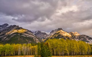 Картинка горы, гора, природа, Канада, пейзаж, лес, деревья, дерево, небо, облака, туча, облако, тучи