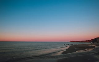 Картинка океан, море, вода, природа, берег, побережье, песок, песчаный, пляж, пейзаж, вечер, закат, заход