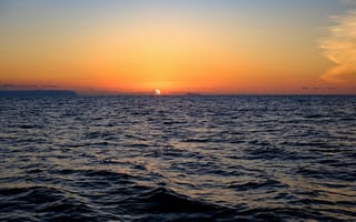 Картинка закат, море, океан, пейзаж, природа, вода, горы