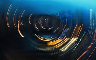 Картинка город, ночь, огни, размытость, абстракция, свет, технологии