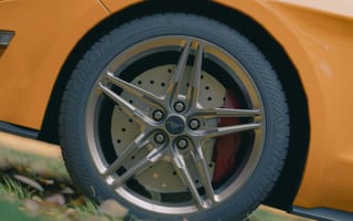 Картинка автомобиль, колесо, диск, желтый, спорт, техника, природа