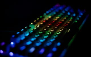 Картинка клавиатура, RGB, освещение, геймер, технологии, черный фон, дизайн