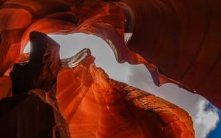 Картинка каньон, природа, скалы, пейзаж, красный, небо, свет