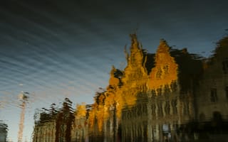 Картинка отражение, здание, вода, вечер, архитектура, пейзаж, спокойствие