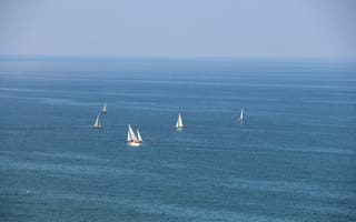 Картинка море, парусники, пейзаж, синий, отдых, природа, плавание