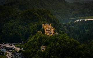 Картинка замок, природа, горы, лес, пейзаж, архитектура, пейзажный вид