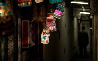 Картинка фонари, улица, ночь, декор, освещение, город, атмосфера