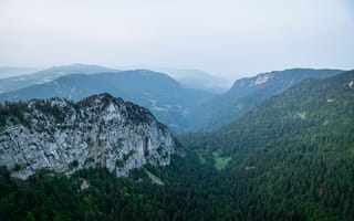 Картинка горы, природа, пейзаж, лес, скалы, долина, небо