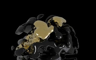 Картинка абстракция, черный, золото, жидкость, текстура, арт, дизайн