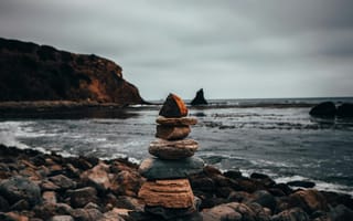 Картинка камни, природа, море, пейзаж, скалы, обои, спокойствие