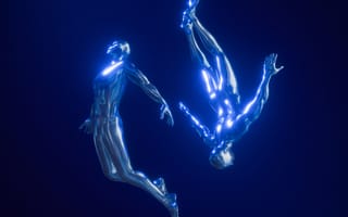 Картинка футуризм, графика, человек, технологии, свет, абстракция, 3D