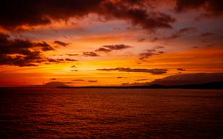 Картинка закат, море, небо, облака, пейзаж, природа, водная гладь