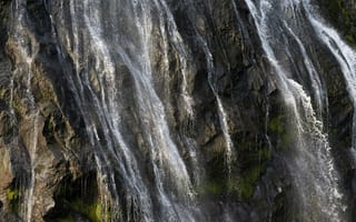 Картинка водопад, природа, камни, вода, пейзаж, мокрый, зелень