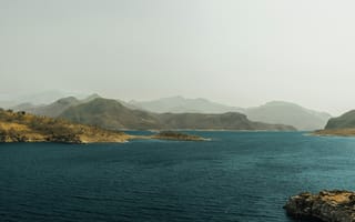 Картинка море, горы, пейзаж, природа, водоем, острова, синий
