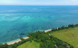 Картинка море, пейзаж, природа, пляж, остров, зелень, небо