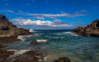 Картинка море, пейзаж, скалы, небо, облака, природа, воды