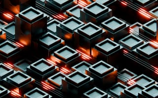 Картинка технология, абстракция, графика, футуризм, квадраты, освещение, цифровой