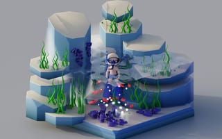 Картинка подводный мир, плавание, скупщик, морская жизнь, графика, 3D, водоросли, декорации, океан, приключение