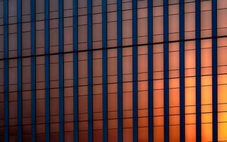 Картинка здание, стекло, закат, архитектура, город, линии, фоновое изображение