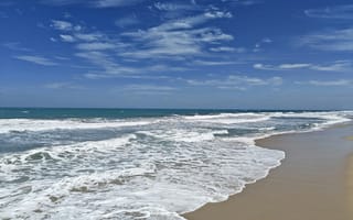 Картинка море, пляж, пейзаж, небо, волны, отдых, лето