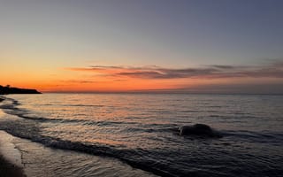 Картинка закат, море, пейзаж, природа, пляж, спокойствие, водная гладь