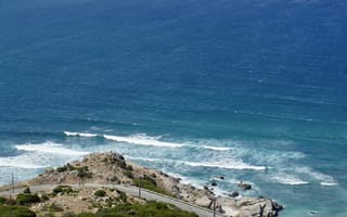 Картинка море, пейзаж, берег, волны, природа, дорога, скалы