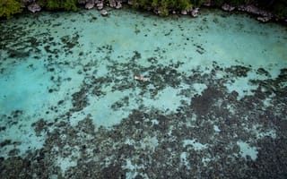 Картинка море, пейзаж, лодка, природа, водоем, отдых, тропики