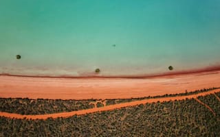 Картинка пейзаж, море, побережье, природа, деревья, воздушная съемка, песок, голубая вода, отдых, лето