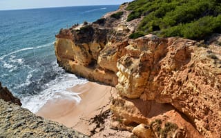 Картинка море, скалы, пляж, природа, пейзаж, отдых, лето