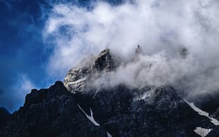 Картинка горы, облака, природа, пейзаж, небо, скалы, высота, туман