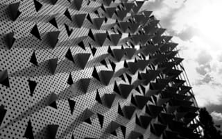 Картинка архитектура, черно-белый, дизайн, текстура, модерн, стена, геометрия