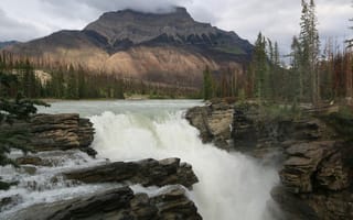 Картинка водопад, горы, природа, река, лес, пейзаж, камни