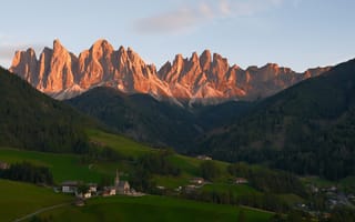 Картинка горы, природа, пейзаж, закат, долина, архитектура, итальянские Альпы