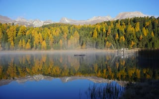 Картинка озеро, природа, осень, горы, отражение, лес, пейзаж