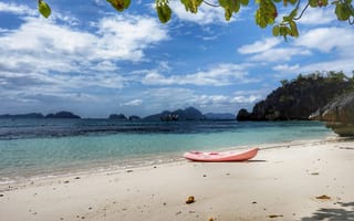 Картинка пляж, море, кайак, пейзаж, отдых, природа, небо