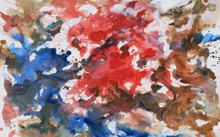 Картинка абстракция, живопись, цвета, арт, водяные краски, красный, синий, творчество, модерн, дизайн