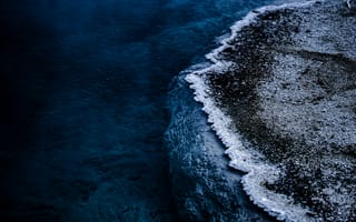 Картинка вода, берег, природа, лед, синий, пейзаж, зима